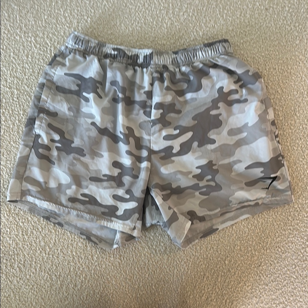 Gymshark Gray and White Athletic Shorts Lightweight Comfort
